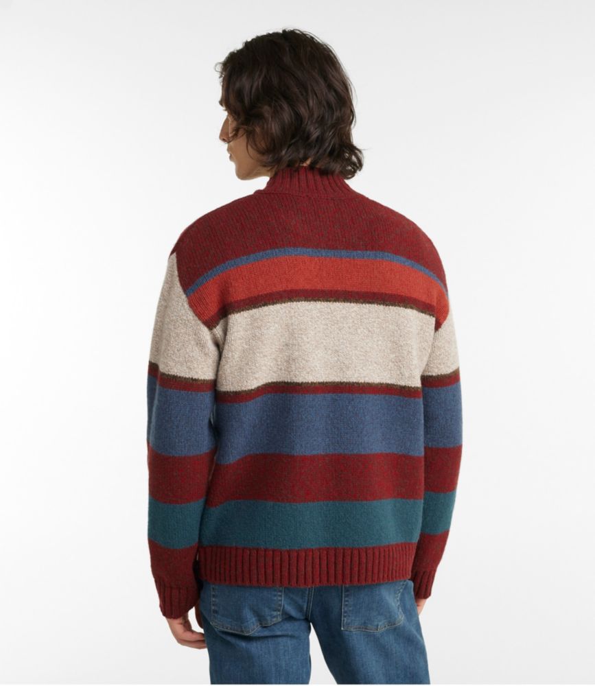 Men's Bean's Classic Ragg Wool Sweater, Quarter-Zip, Stripe, Mountain Red, small image number 3