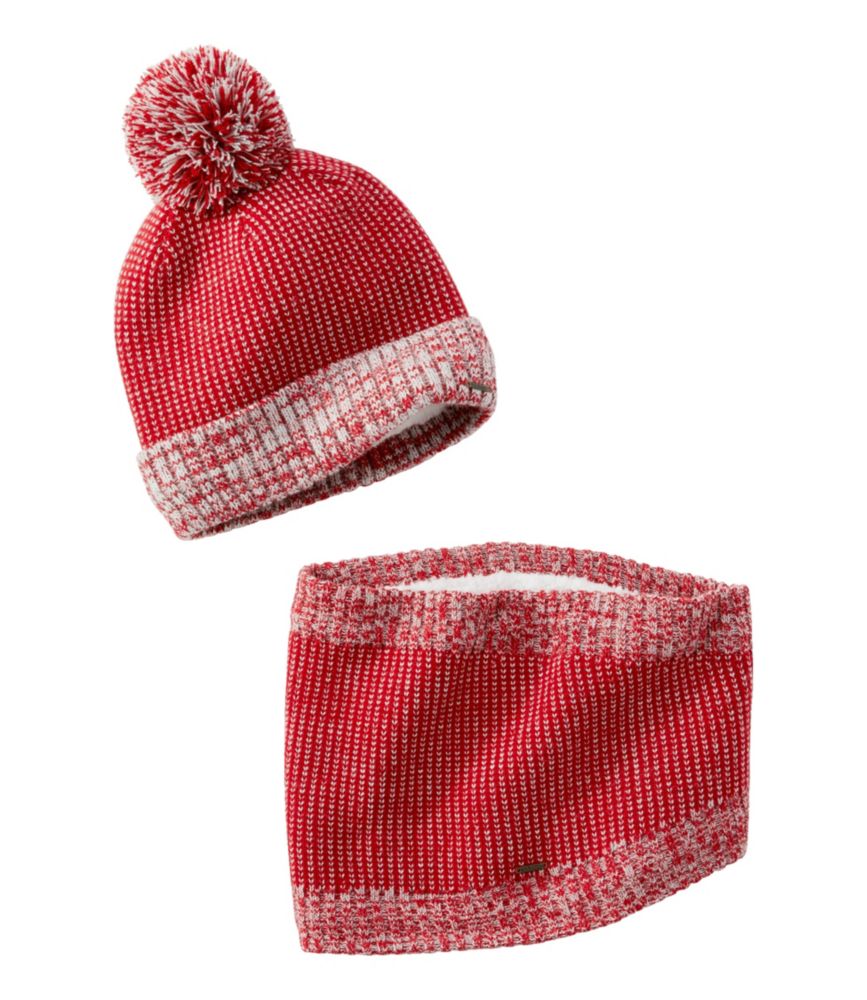 Women's Winter Lined Pom Gift Set, Nautical Red, small image number 1