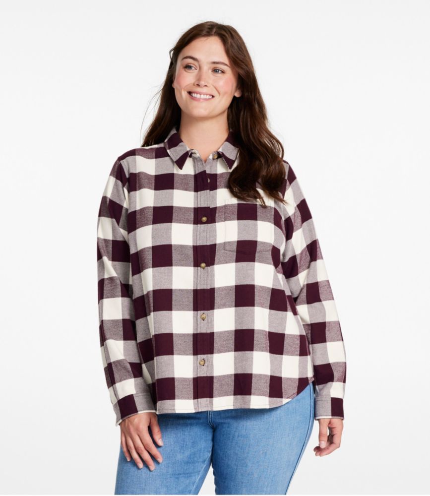 Women's Soft-Brushed Flannel Shirt, Dark Indigo, small image number 2