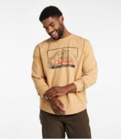Men's BeanBuilt Cotton Tees, Without Pocket, Long-Sleeve, Graphic Silver Birch Heather/Mountains Small | L.L.Bean