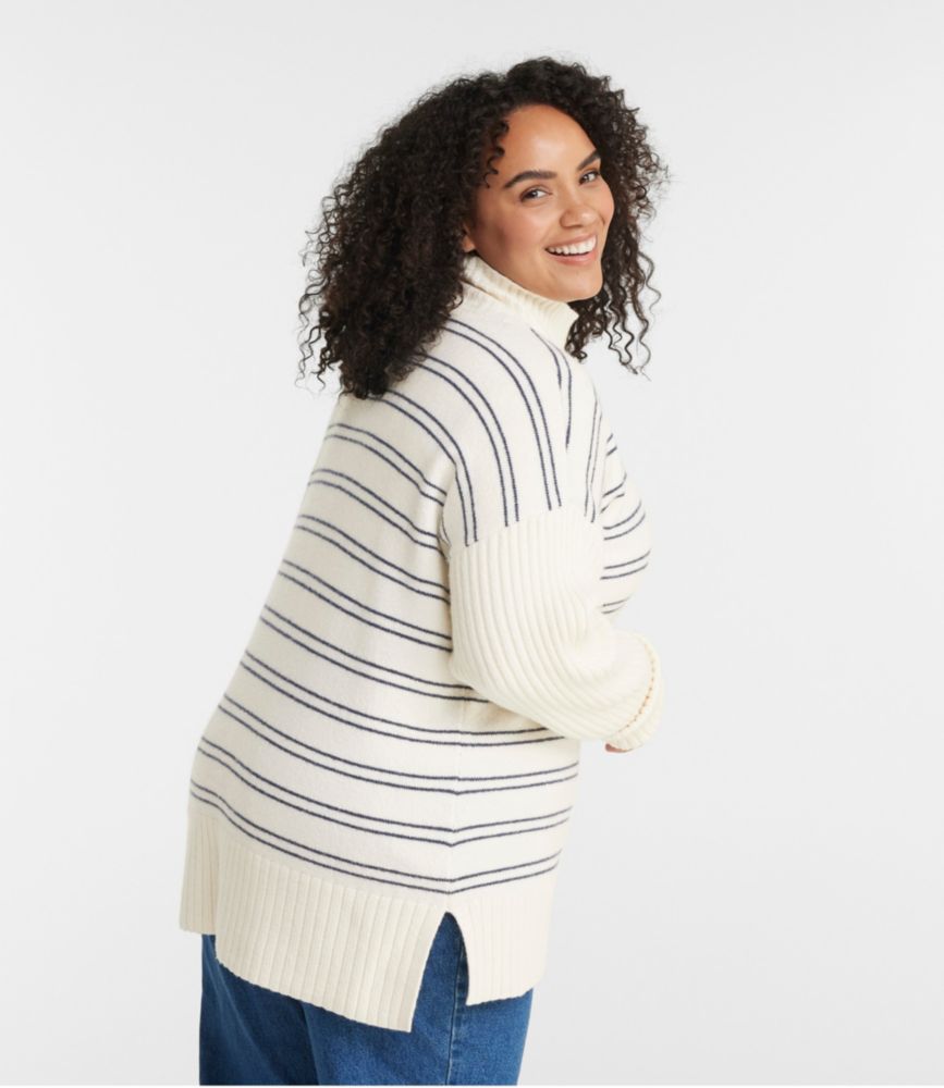 Women's The Essential Sweater, Turtleneck Stripe, Cream/Dark Indigo, small image number 3
