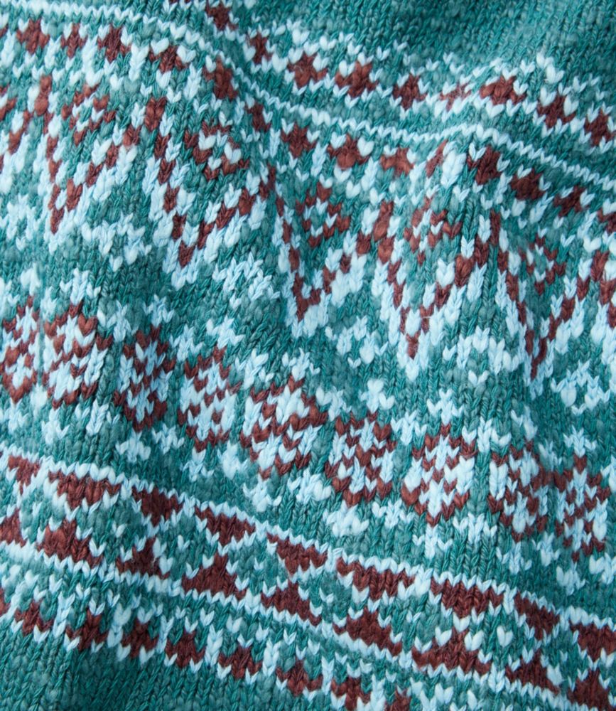 Women's Cotton Ragg Sweater, Crewneck Fair Isle