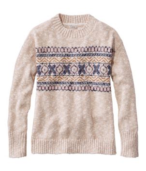 Women's Cotton Ragg Sweater, Crewneck Fair Isle