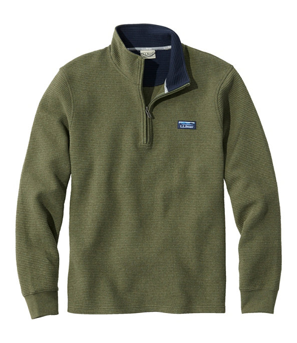 Men's Lakewashed Double-Knit Quarter-Zip Pullover, Deep Olive Heather, large image number 0