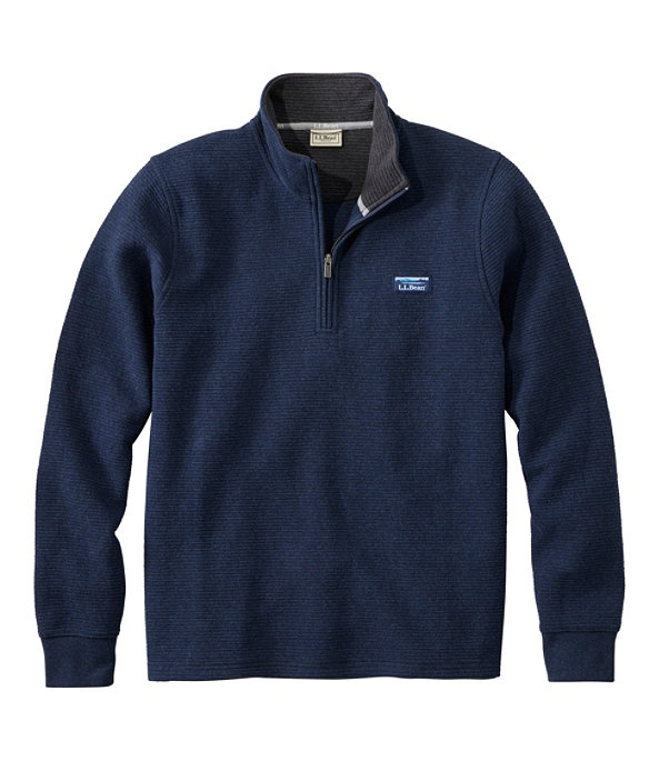 Men's Lakewashed Double-Knit Quarter-Zip Pullover, Classic Navy Heather, large image number 0
