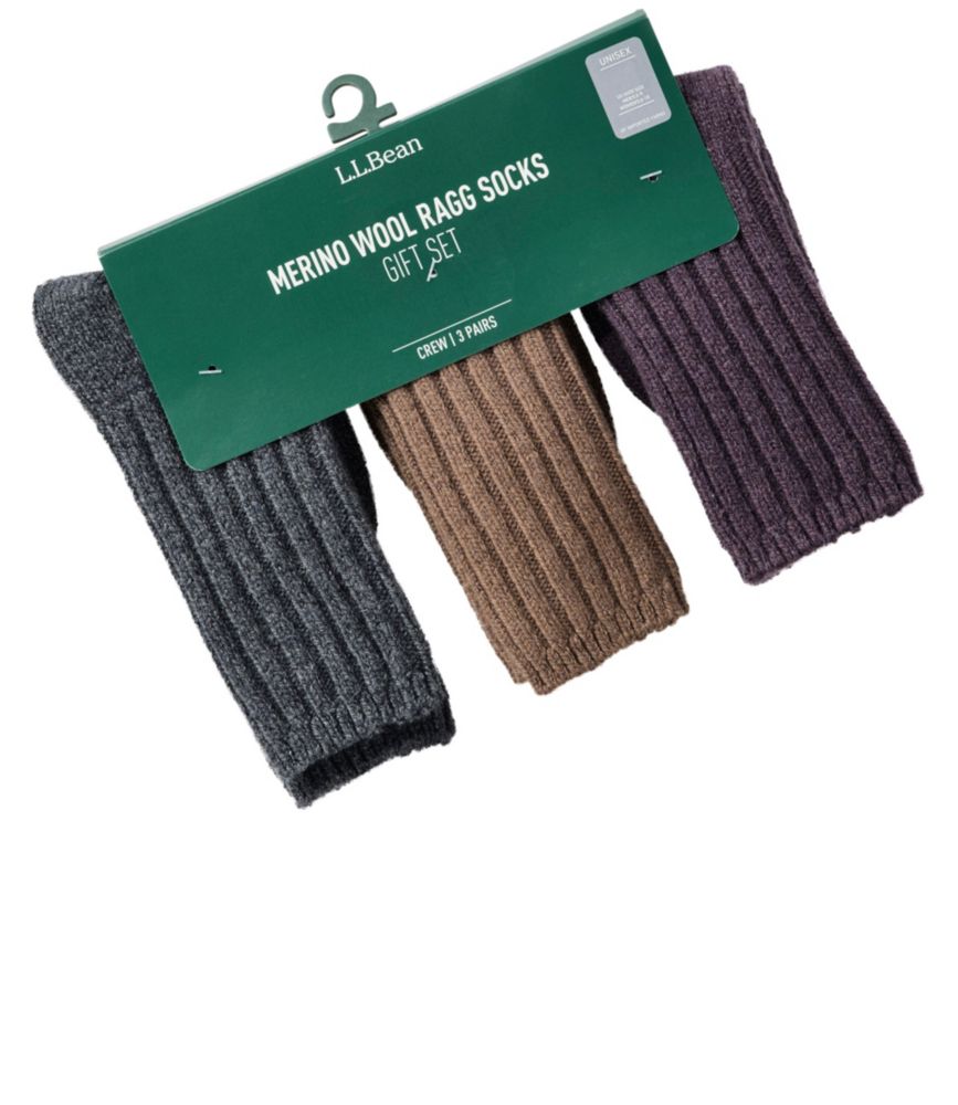 Adults' Merino Wool Ragg Socks, 3-Pack