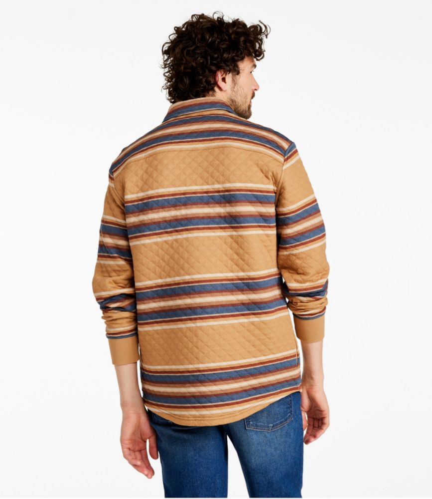 Men's Quilted Sweatshirts, Snap Overshirt, Stripe, Barley Multi, small image number 3