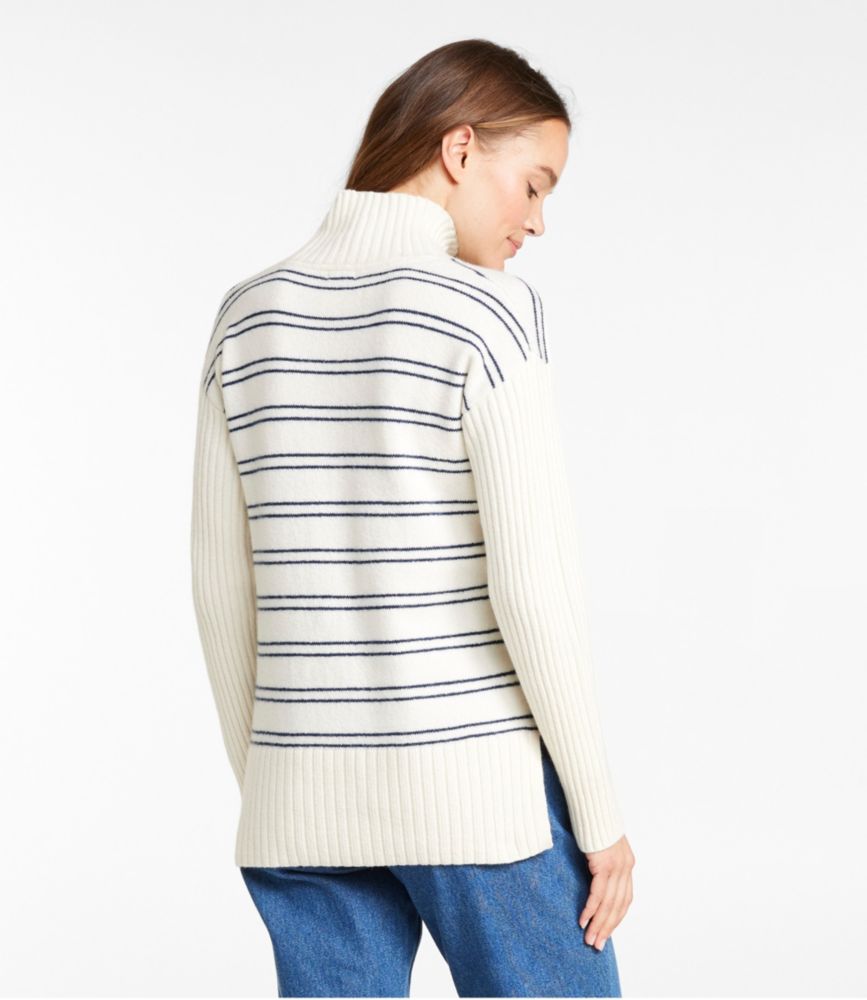 Women's The Essential Sweater, Turtleneck Stripe, Cream/Dark Indigo, small image number 3