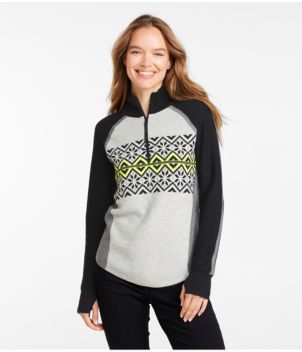 Women's Honeycomb Merino Wool-Blend Sweater, Quarter-Zip Colorblock