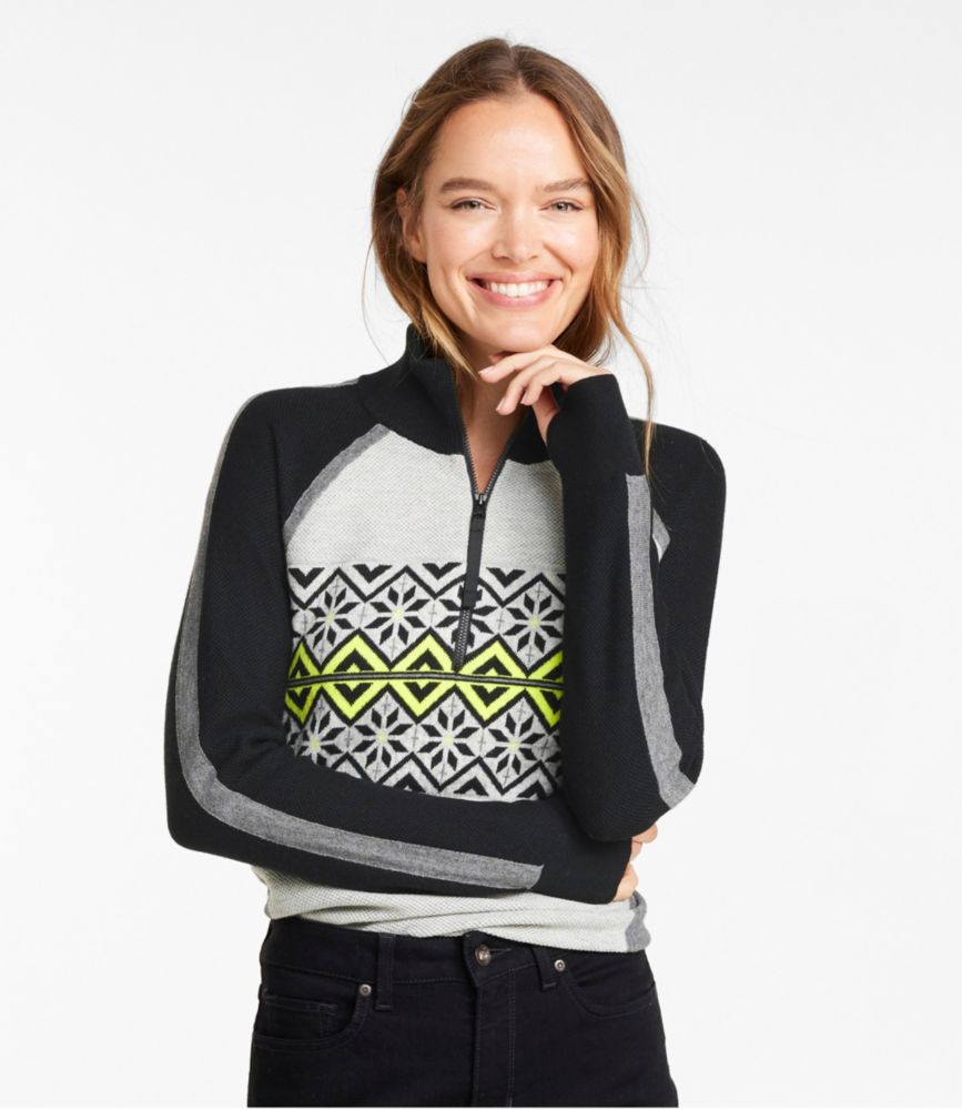 Women's Honeycomb Merino Wool-Blend Sweater, Quarter-Zip Colorblock, , small image number 5