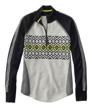 Women's Honeycomb Merino Wool-Blend Sweater, Quarter-Zip Colorblock