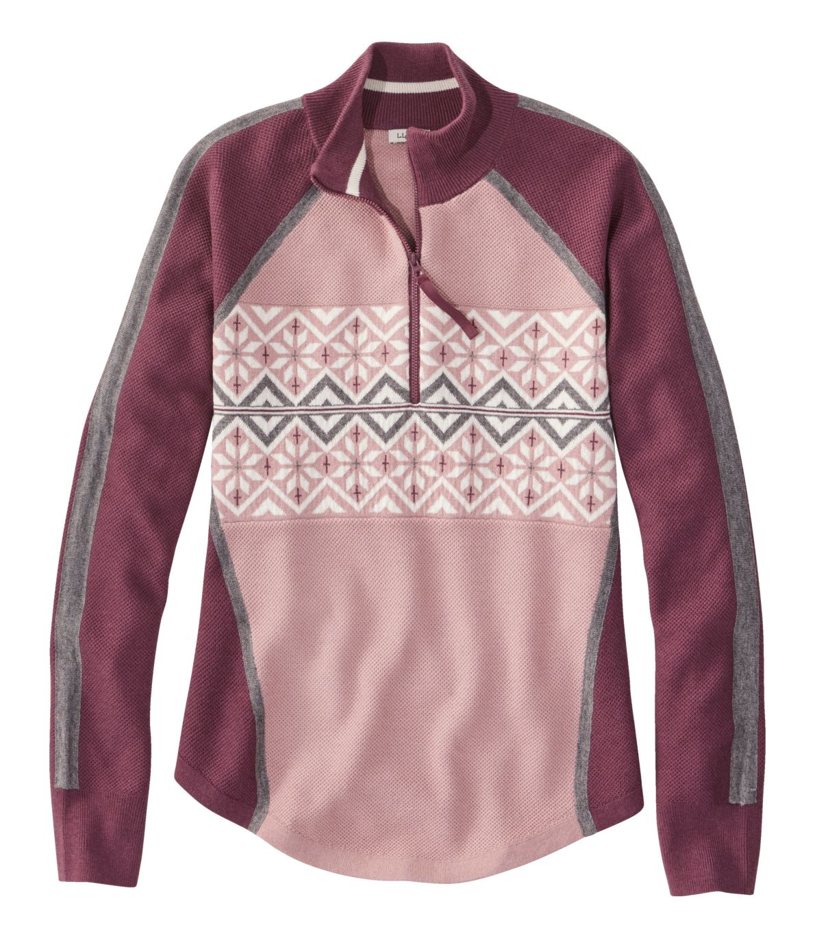 Women's Honeycomb Merino Wool-Blend Sweater, Quarter-Zip Colorblock