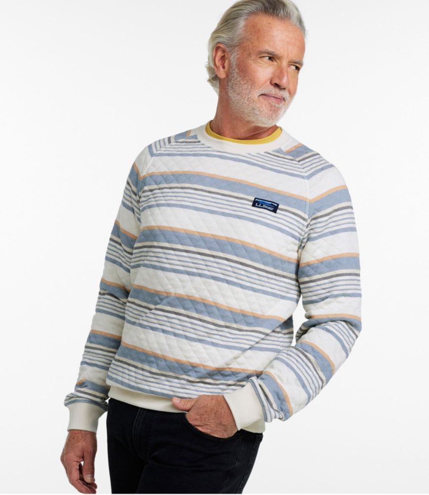 Men's Quilted Sweatshirt, Crewneck, Stripe, Barley Multi, small image number 2