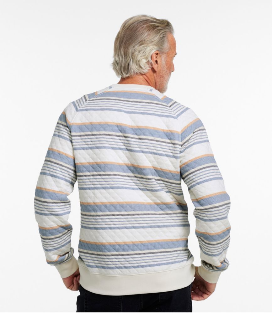 Men's Quilted Sweatshirt, Crewneck, Stripe, Rangeley Blue Multi, small image number 3