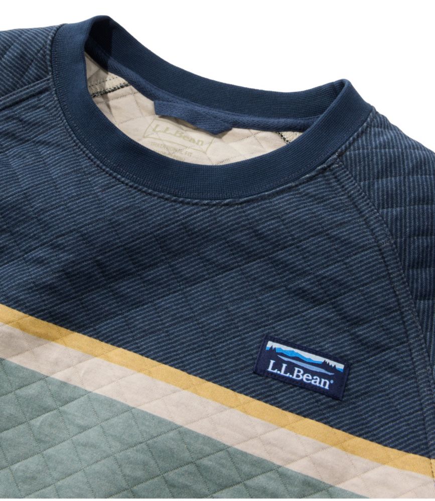 Men's Quilted Sweatshirt, Crewneck, Stripe, Carbon Navy Stripe, small image number 4