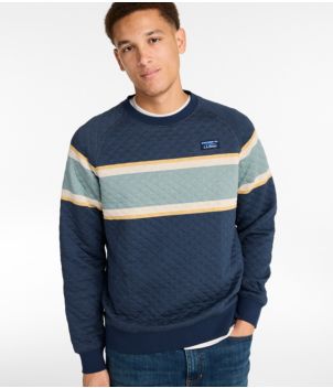 Men's Quilted Sweatshirt, Crewneck, Stripe