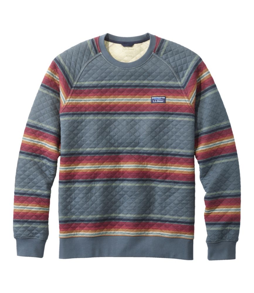 Men's Quilted Sweatshirt, Crewneck, Stripe, Rangeley Blue Multi, small image number 1