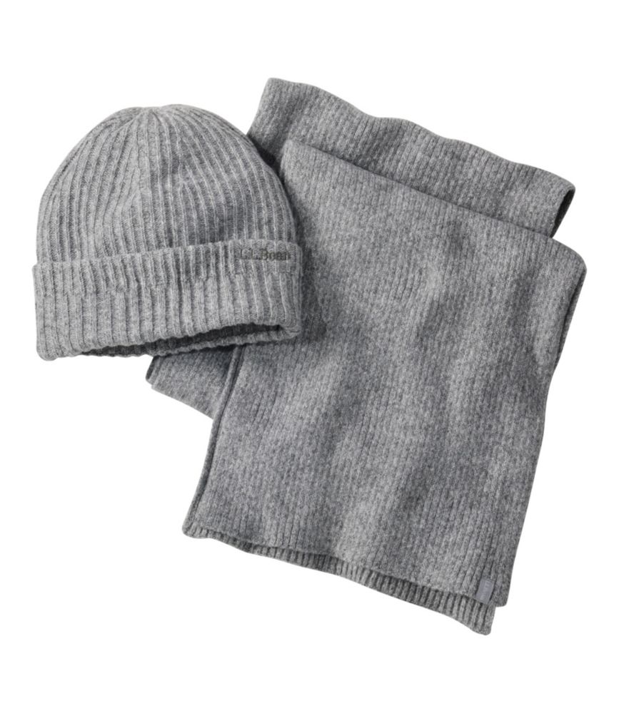 Adults' Rib Knit Hat and Scarf Gift Set, Gray Heather, small image number 1