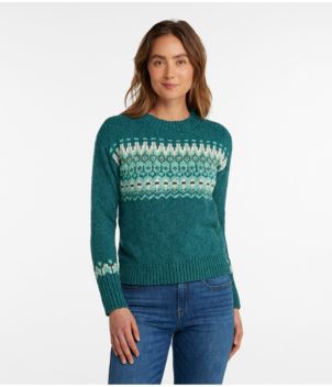 Women's Cotton Ragg Sweater, Crewneck Fair Isle