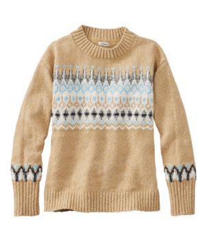 Women's Cotton Ragg Sweater, Crewneck Fair Isle