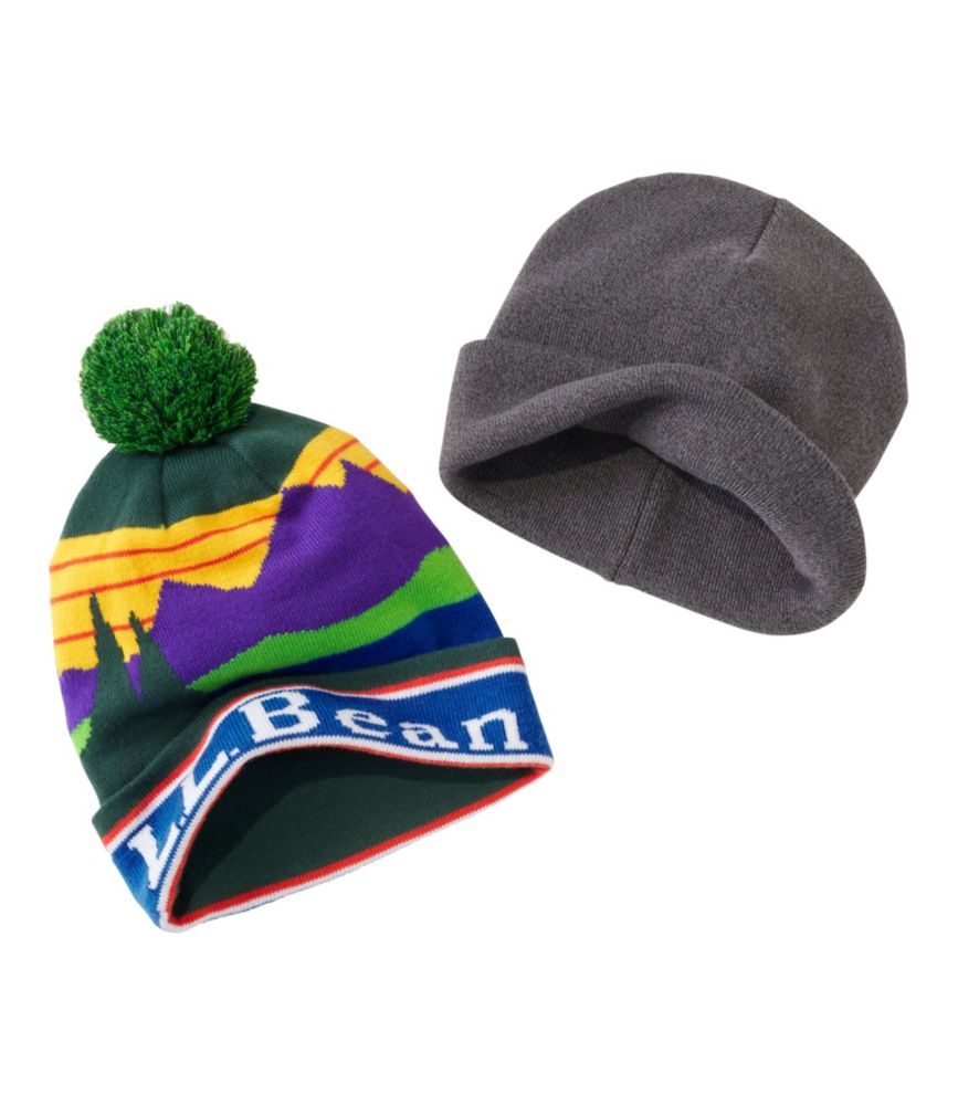 Adults' Katahdin Pom and L.L.Beanie Gift Set, Crisp Lapis/White + Charcoal Heather, small image number 2