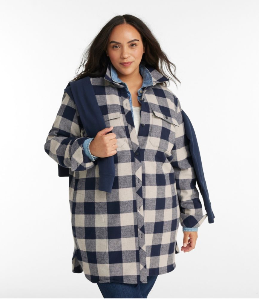 Women's Signature Chamois Tunic, Pattern, Dark Indigo Heather Plaid, small image number 2