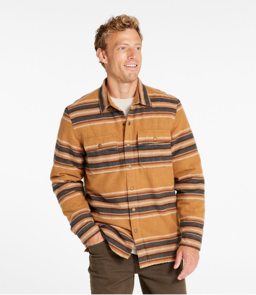 Men's PrimaLoft Lined Chamois Shirt Jac, Traditional Untucked Fit, Stripe