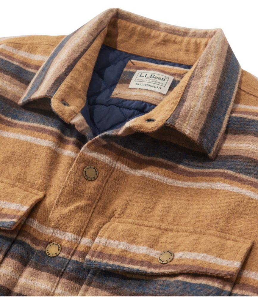 Men's PrimaLoft Lined Chamois Shirt Jac, Traditional Untucked Fit, Stripe