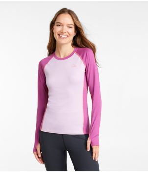 Women's L.L.Bean Midweight Baselayer Crew, Long Sleeve Color Block