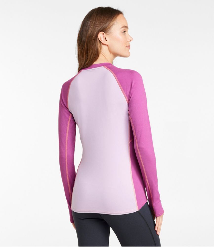 Women's L.L.Bean Midweight Baselayer Crew, Long Sleeve Color Block, Wild Aster, small image number 3