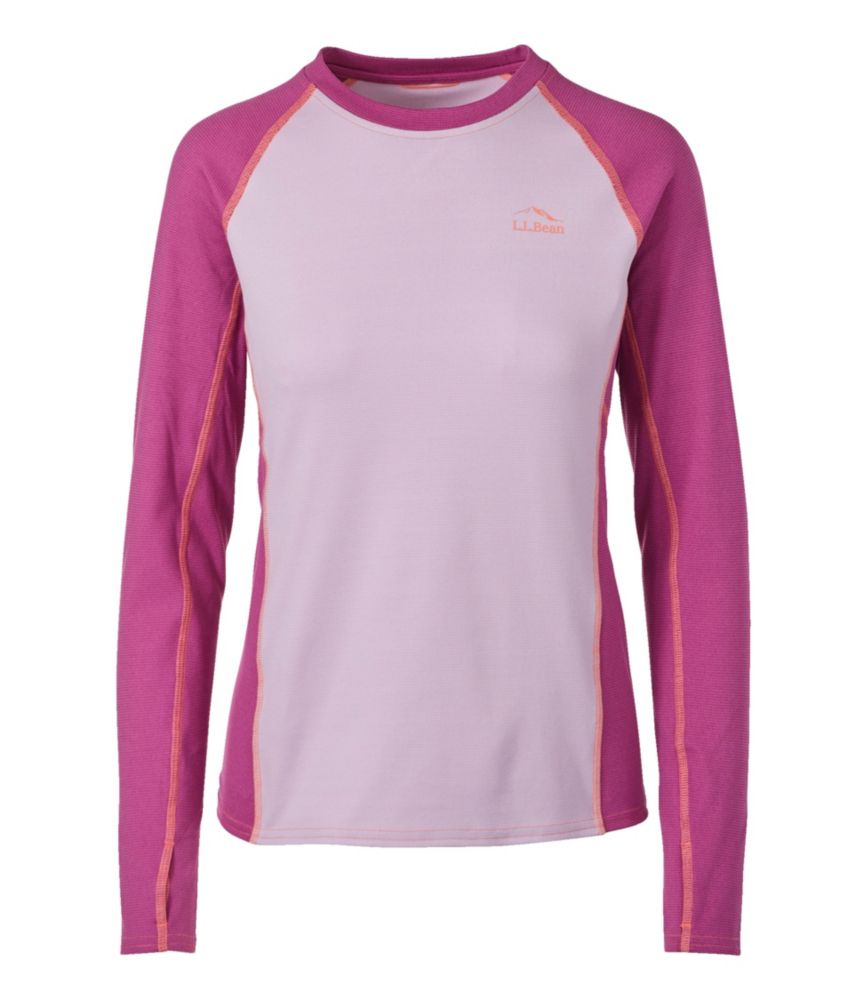 Women's L.L.Bean Midweight Baselayer Crew, Long Sleeve Color Block, Wild Aster, small image number 1