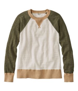 Women's Organic Cotton Slub Sweater, Crewneck Colorblock