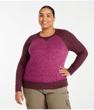 Women's Organic Cotton Slub Sweater, Crewneck Colorblock