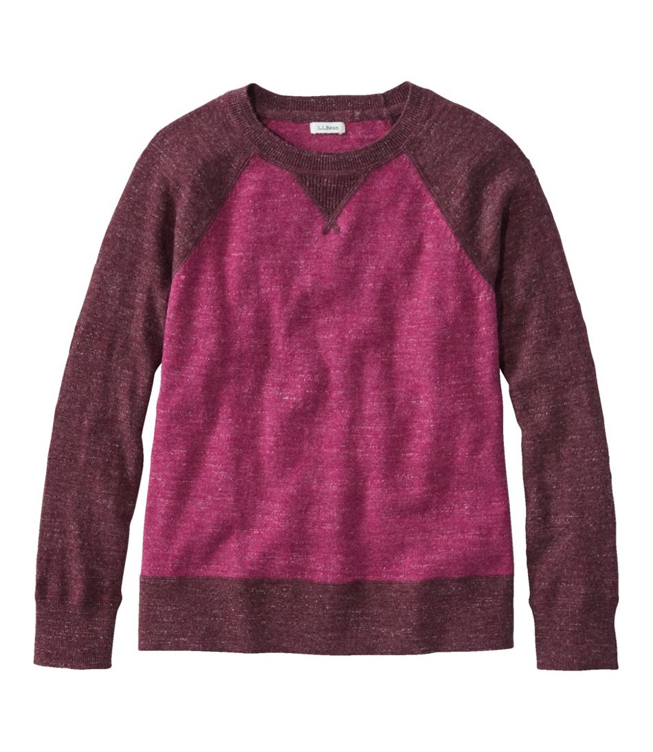 Women's Organic Cotton Slub Sweater, Crewneck Colorblock | Sweaters at ...
