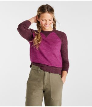 Women's Organic Cotton Slub Sweater, Crewneck Colorblock