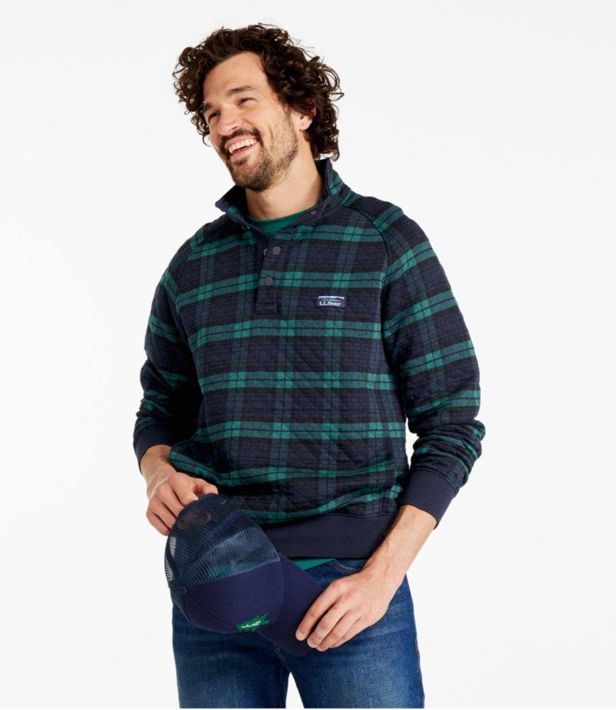 Men's Quilted Sweatshirt, Mockneck, Plaid, , small image number 2