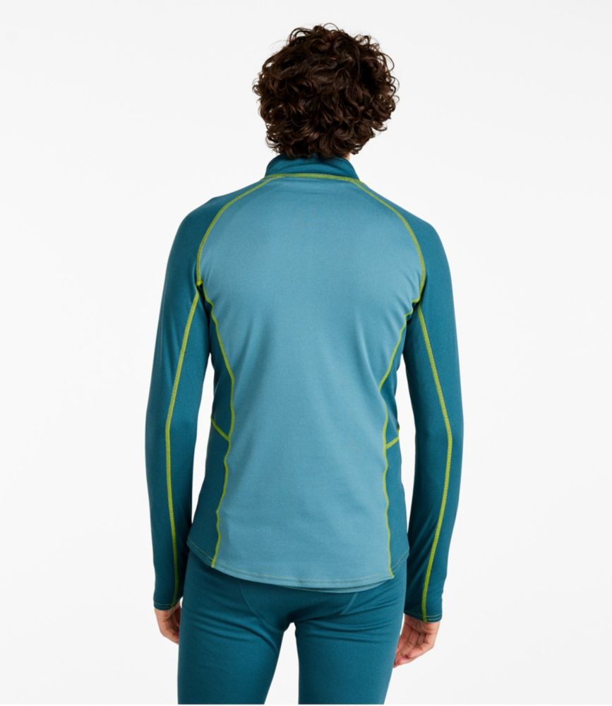 Men's L.L.Bean Midweight Base Layer, 1/4 Zip Color Block, Mallard Teal, small image number 3