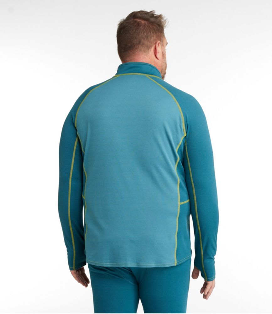 Men's L.L.Bean Midweight Base Layer, 1/4 Zip Color Block, Mallard Teal, small image number 5