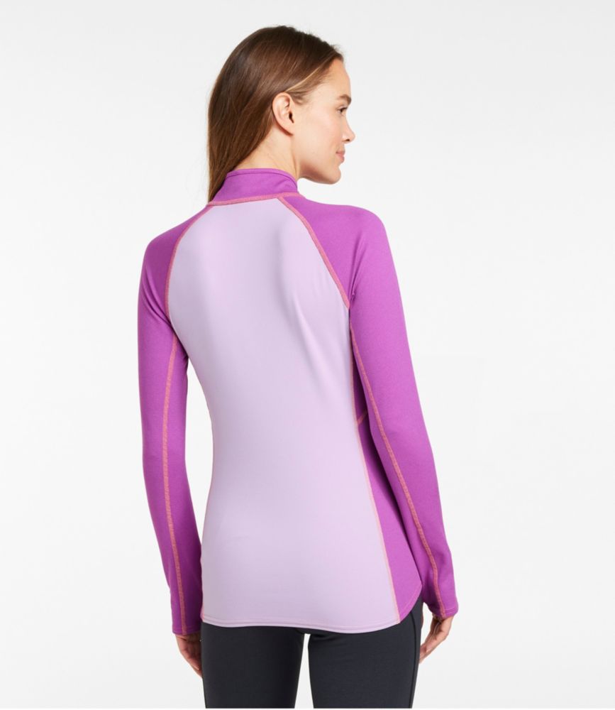 Women's L.L.Bean Midweight Baselayer, 1/4 Zip Color Block, , small image number 2