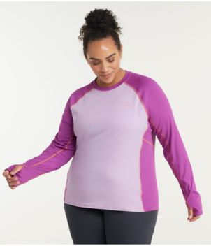 Women's L.L.Bean Midweight Baselayer Crew, Long Sleeve Color Block