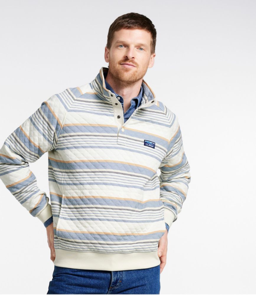 Men's Quilted Sweatshirt, Mockneck, Stripe, Sailcloth Multistripe, small image number 2
