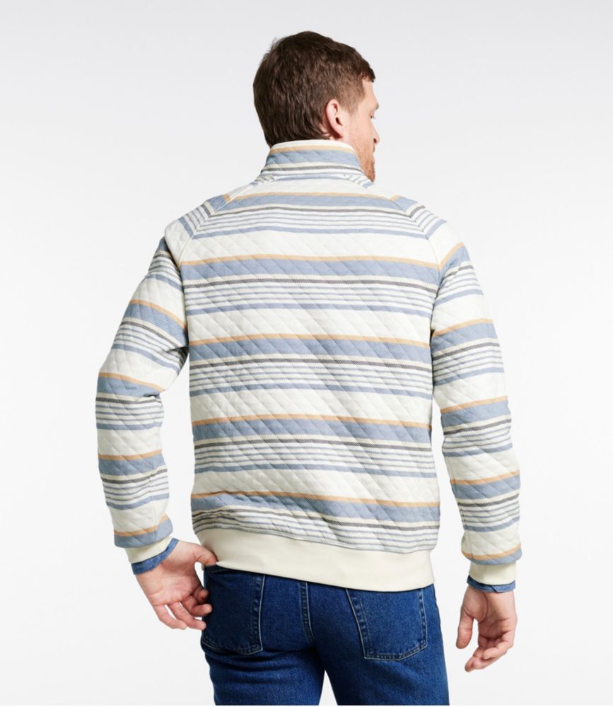 Men's Quilted Sweatshirt, Mockneck, Stripe, Navy/Light Mahogany, small image number 3