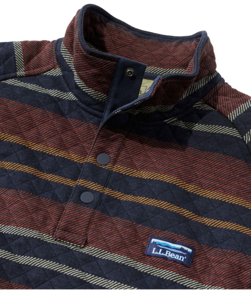 Men's Quilted Sweatshirt, Mockneck, Stripe, Navy/Light Mahogany, small image number 6