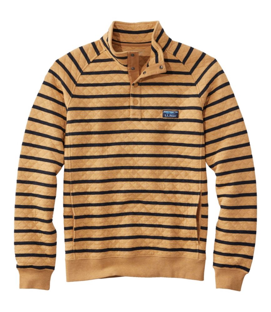 Men's Quilted Sweatshirt, Mockneck, Stripe, Barley Heather, small image number 1