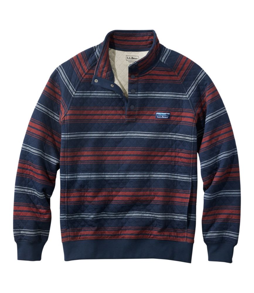 Men's Quilted Sweatshirt, Mockneck, Stripe, Classic Navy Multistripe, small image number 1