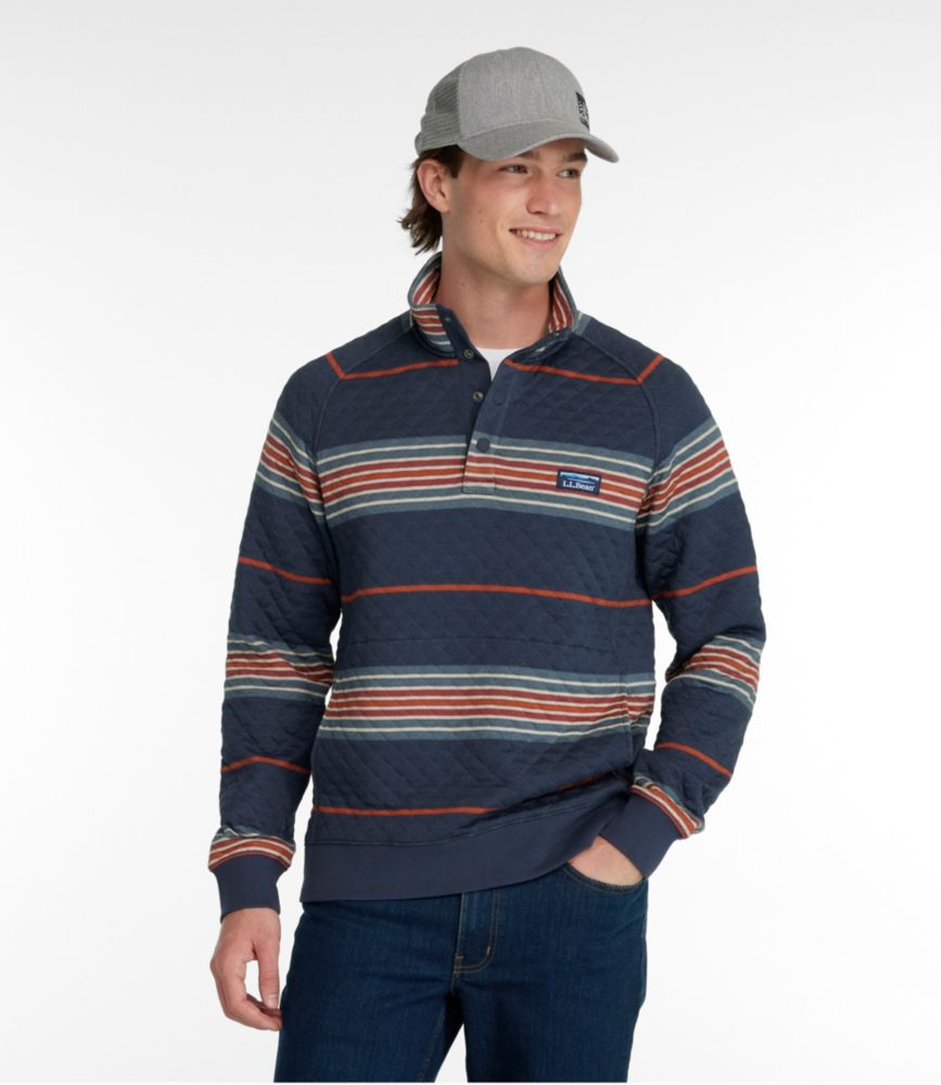 Men's Quilted Sweatshirt, Mockneck, Stripe