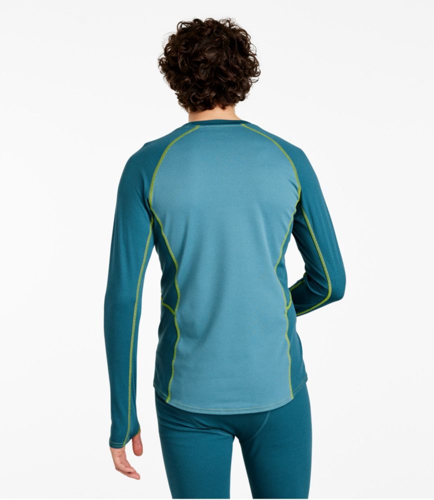 Men's L.L.Bean Midweight Base Layer Crew, Long-Sleeve Color Block, Mallard Teal, small image number 3