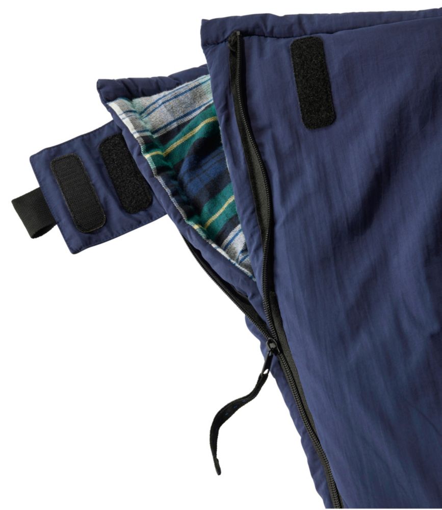 L.L.Bean Flannel Lined Camp Sleeping Bag, 40°, Dark Pine/Old Buchanan, small image number 4