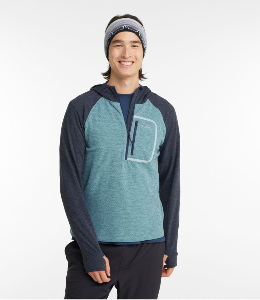 Men's Adventure Grid Fleece, Hooded Half-Zip Colorblock, Carbon Navy/Blue Quartz, small image number 2