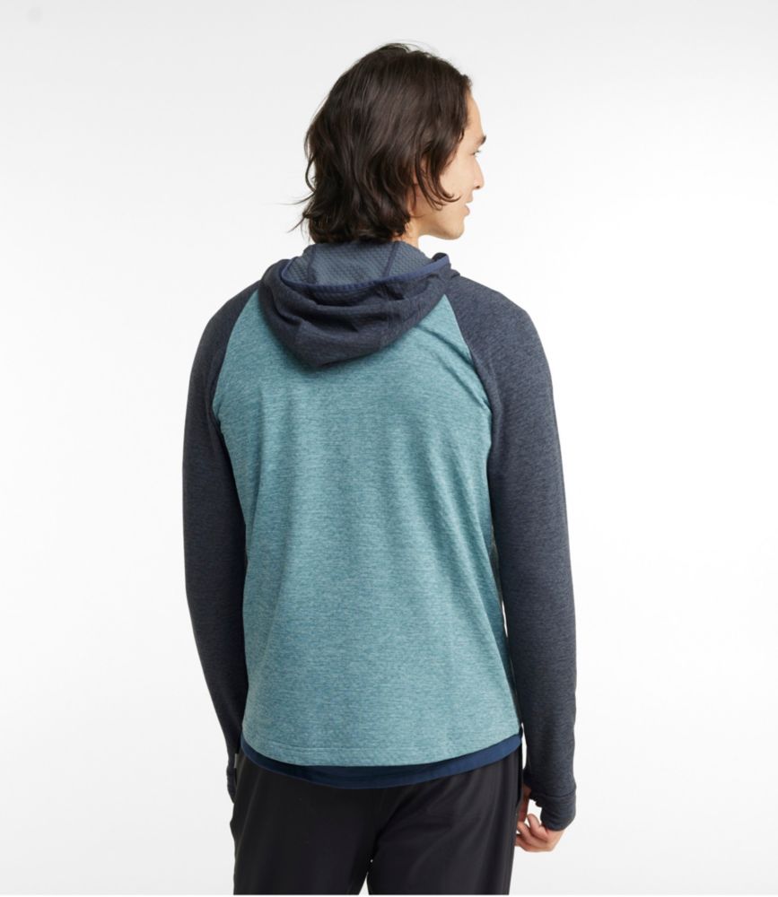 Men's Adventure Grid Fleece, Hooded Half-Zip Colorblock, Carbon Navy/Blue Quartz, small image number 3